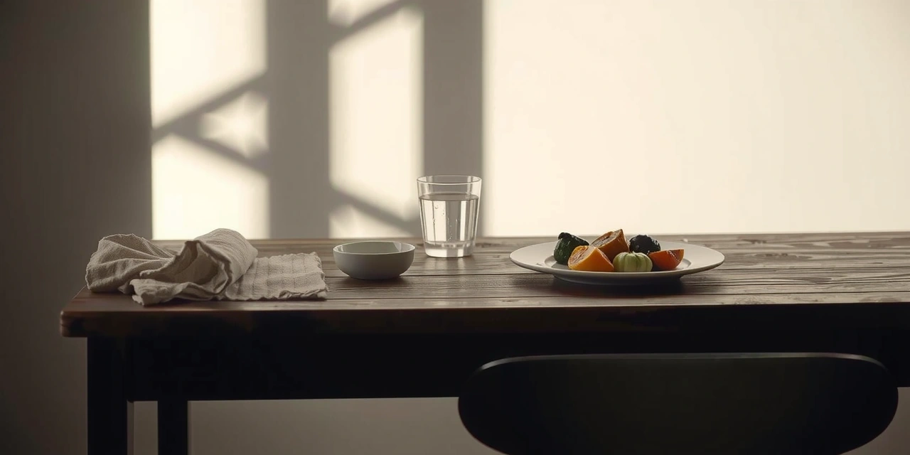 Mesa minimalista de tarde